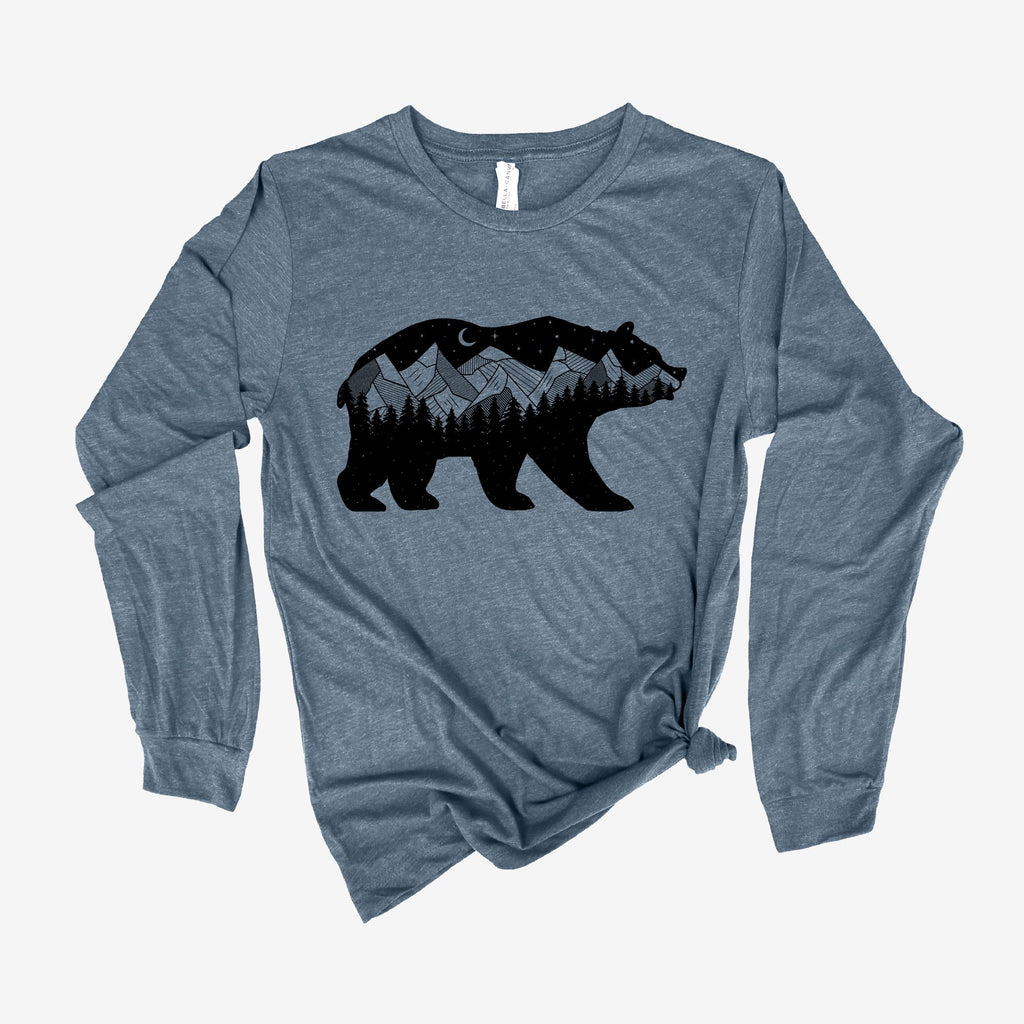 Long Sleeve Bear Shirt 47-Long Sleeves-208 Tees- 208 Tees, A Women's, Men's and Kids Online Graphic Tee Boutique, Located in Spirit Lake, Idaho
