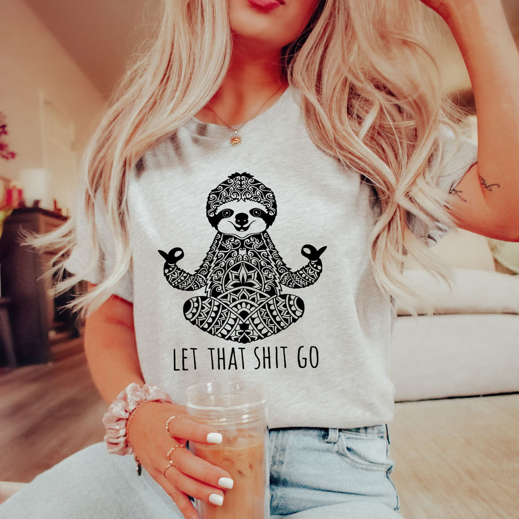 Meditation T Shirt, Yoga T-shirt for Women, Zen Sloth 45T-208 Tees- 208 Tees, A Women's, Men's and Kids Online Graphic Tee Boutique, Located in Spirit Lake, Idaho